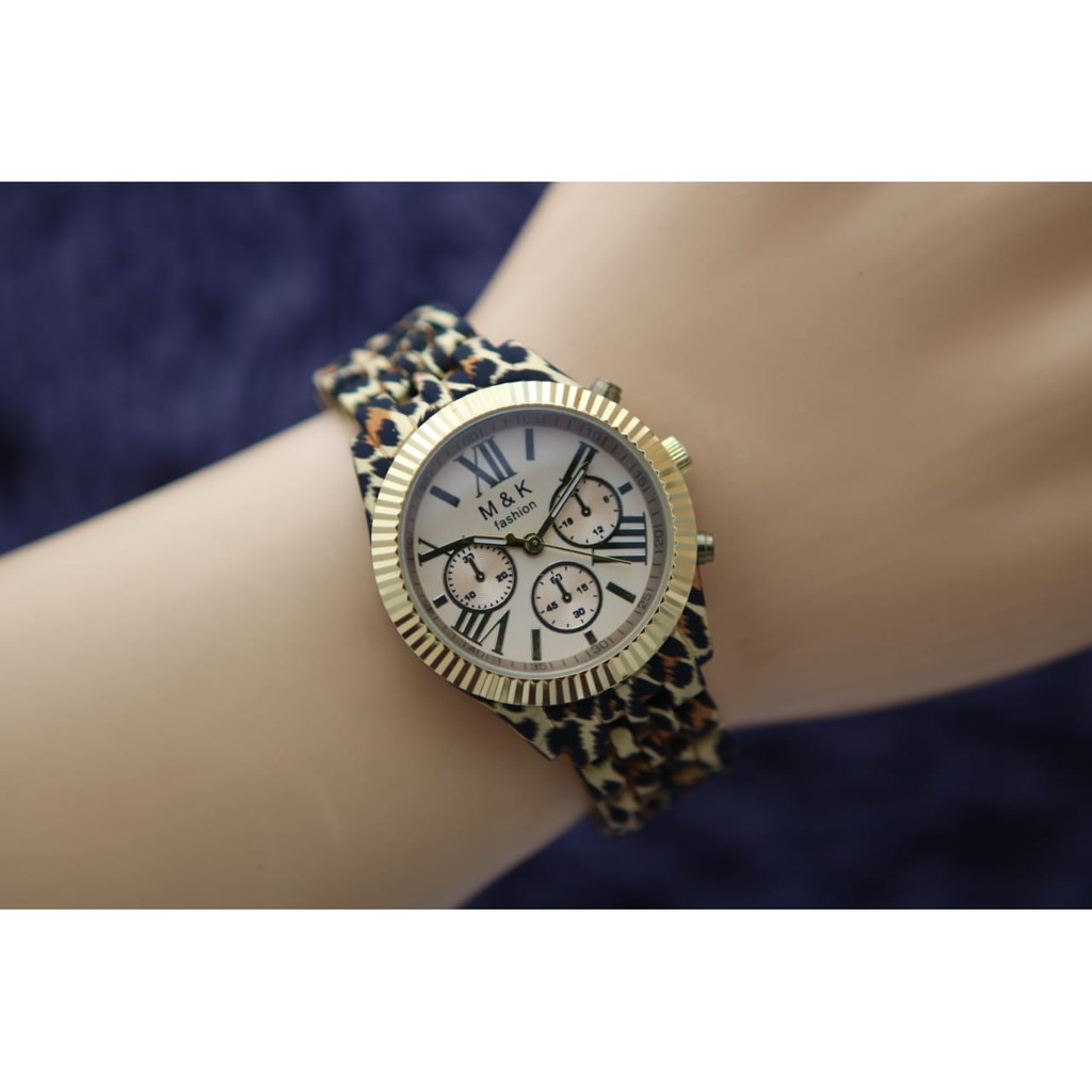 Jam tangan wanita fashion MK leopard