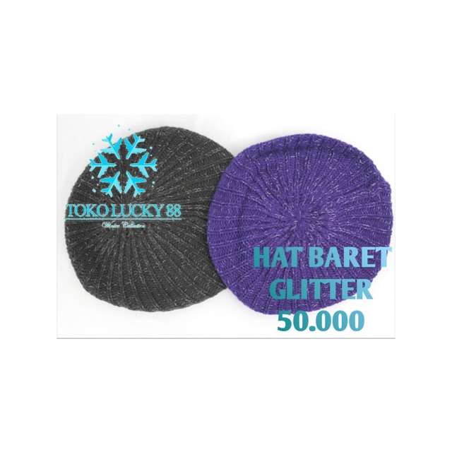 IMPORT Topi Baret Rajut Wool Glitter Hat Beret Glitter