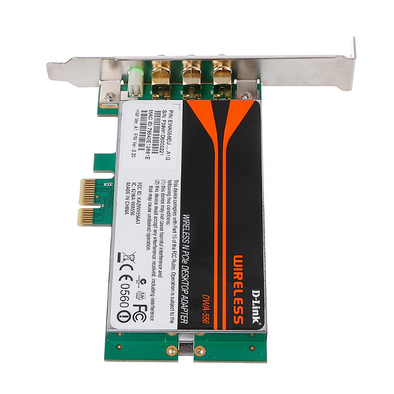 Btsg DWA-556 Wireless N PCI-E Desktop Adapter WiFi Card Profil Rendah