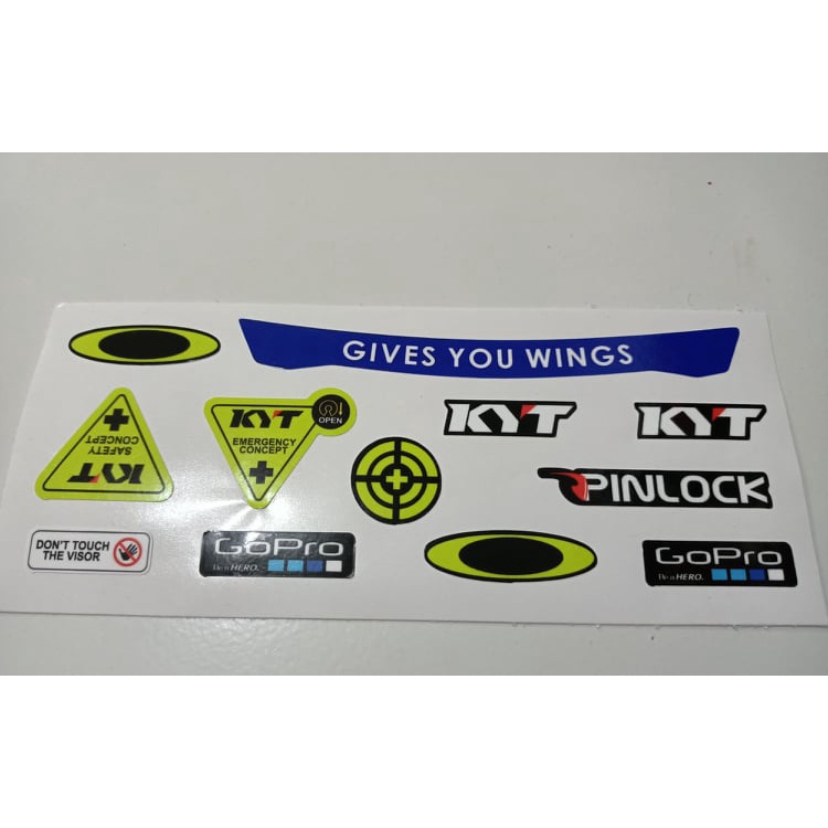 Paket stiker sticker visor helm KYT biasa dan hologram viral keren mantab bagus