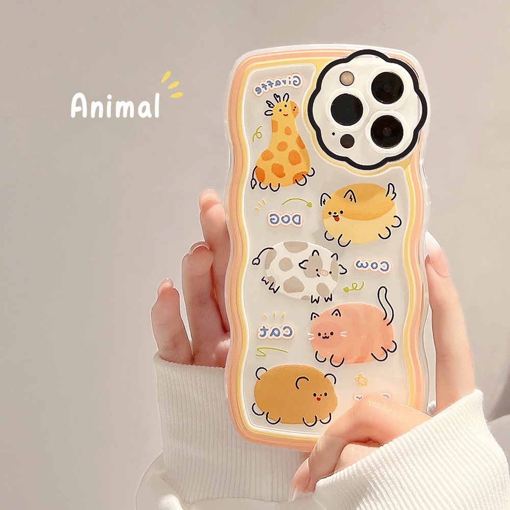 Soft Case Silikon Transparan Motif Kartun Hewan / Bunga Cover Iphone 11 8 7 Plus SE2 XS XR 12 13 PRO MAX