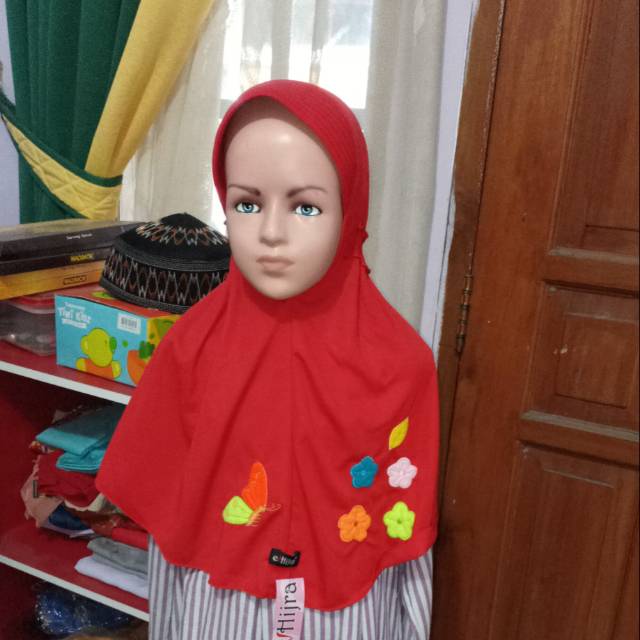 Jilbab anak El hijra warna merah