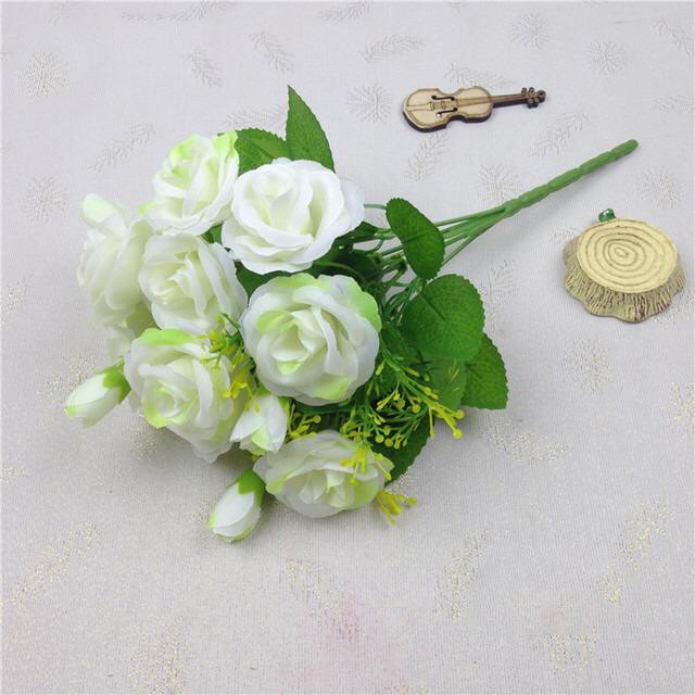 COD BUNGA MAWAR BUNGA TANGKAI PLASTIK BUNGA ARTIFISIAL BUNGA PAJANGAN BUNGA HIASAN BT9018-PUTIH HIJAU