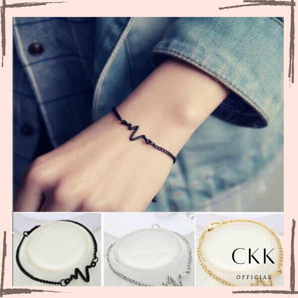 ➰CKK➰ Gelang Rantai FA06 Unisex Couple Charm Electrocardiogram Fashion Korea Aksesoris Fashion