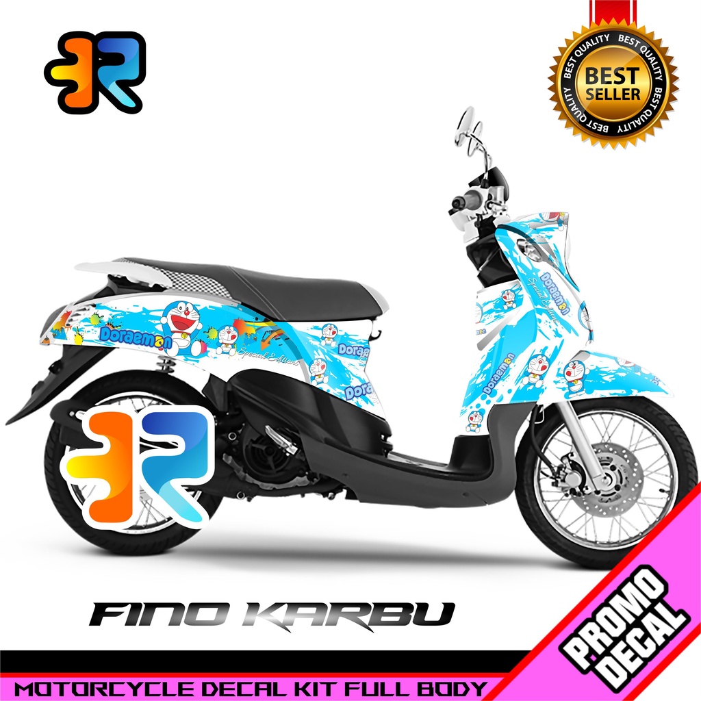 Decal Motor Fino Karbu Desain Doraemon 3 Sticker Decal Full Body