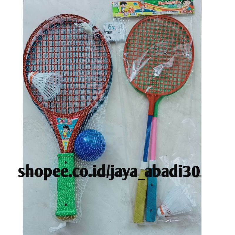 Mainan Raket Plastik Badminton dan Raket Tenis 2pc / WJS012 / WJS014 / LU7/WB 2017