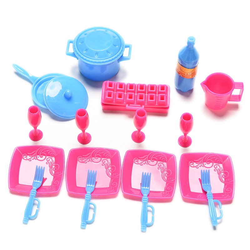 Justenjoyingg.id 18pcs / set Mainan Peralatan Dapur Mini Untuk Aksesoris Rumah Boneka Barbie