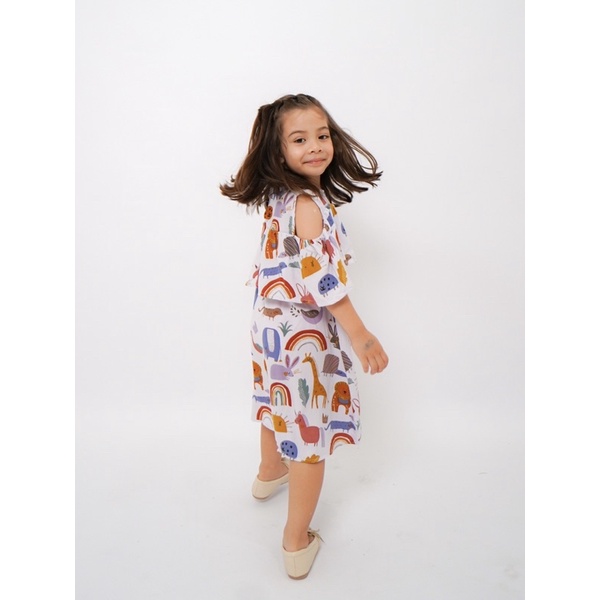 Yobebee Emily Dress Rayon Anak Perempuan Usia 2 3 4 6 7 Tahun Baju Blouse Korea Gaun Babydoll Daster Kids Motif Bunga Karakter Katun Lembut Model Baju Casual Harian Main Santai Anak Cewek