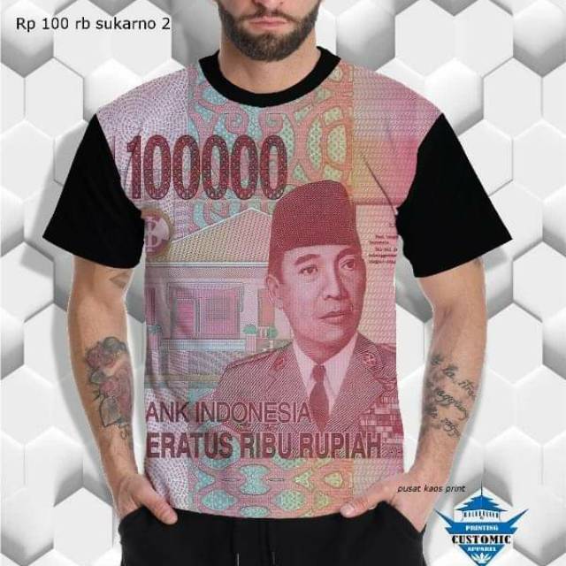 Kaos 3D Uang 100 ribu Kaos unik