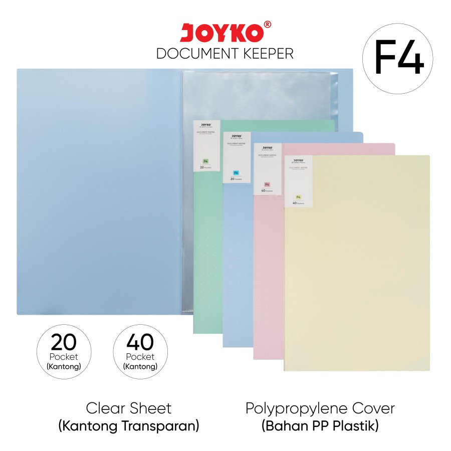 

Joyko Dokumen Keeper Clear Holder DK-B20 F4 20 Sheet Pastel Color