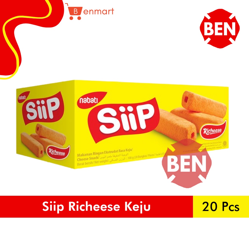 

Nabati SIIP RICHEESE KEJU 1 Pak Box 20 Pcs 4g 4gr 4 g gr Cheese Momogi