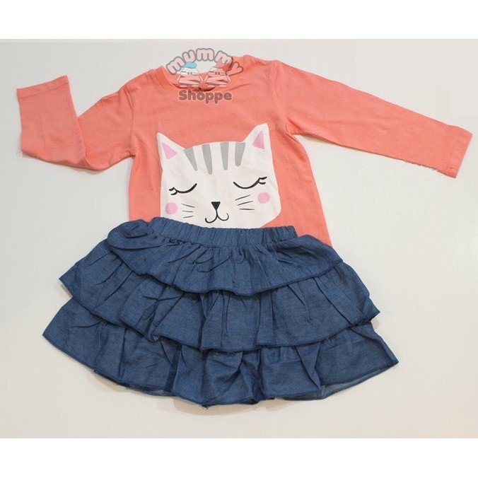 fashion anak setelan rok denim atasan lengan panjang JB 32 J