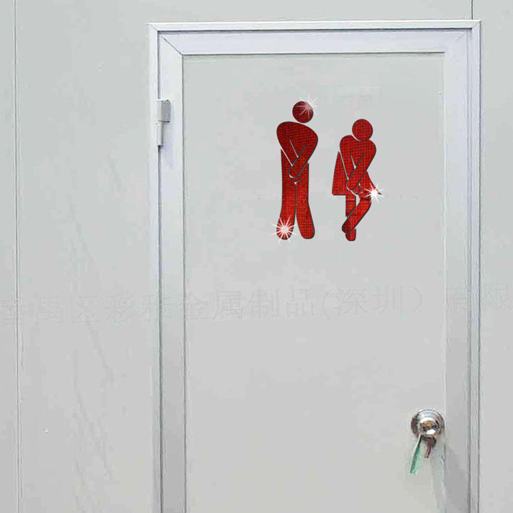 Populer Tanda Masuk Toilet Removable Pintu Kamar Mandi Kamar Mandi Poster Cermin Permukaan Decal