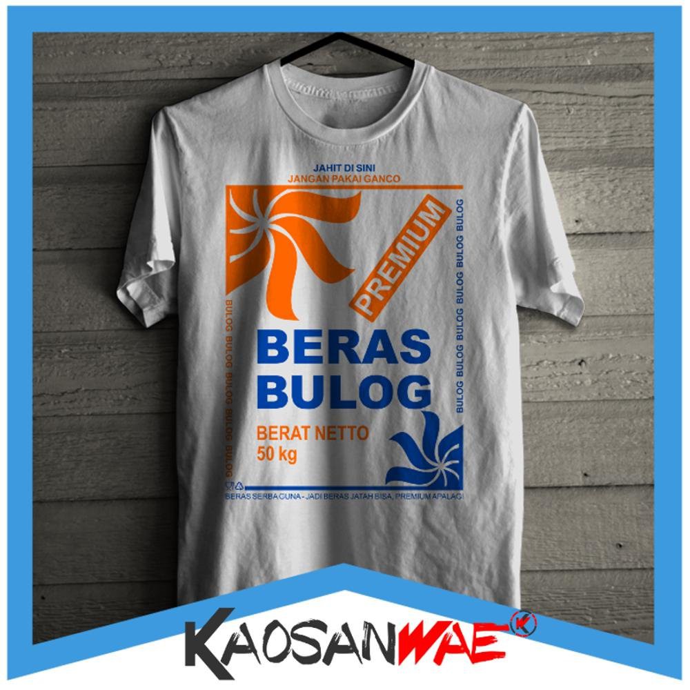 Kaos Lucu Gambar Karung Beras Bulog Premium Tshirt Katun Halus