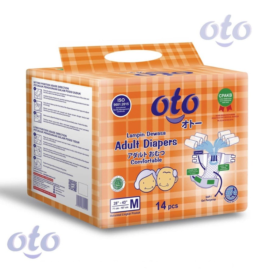 popok dewasa - kesehatan, diapers, perekat  RAK - OTO Diapers Adult Popok Dewasa model Perekat ukuran M- isi 14 pcs