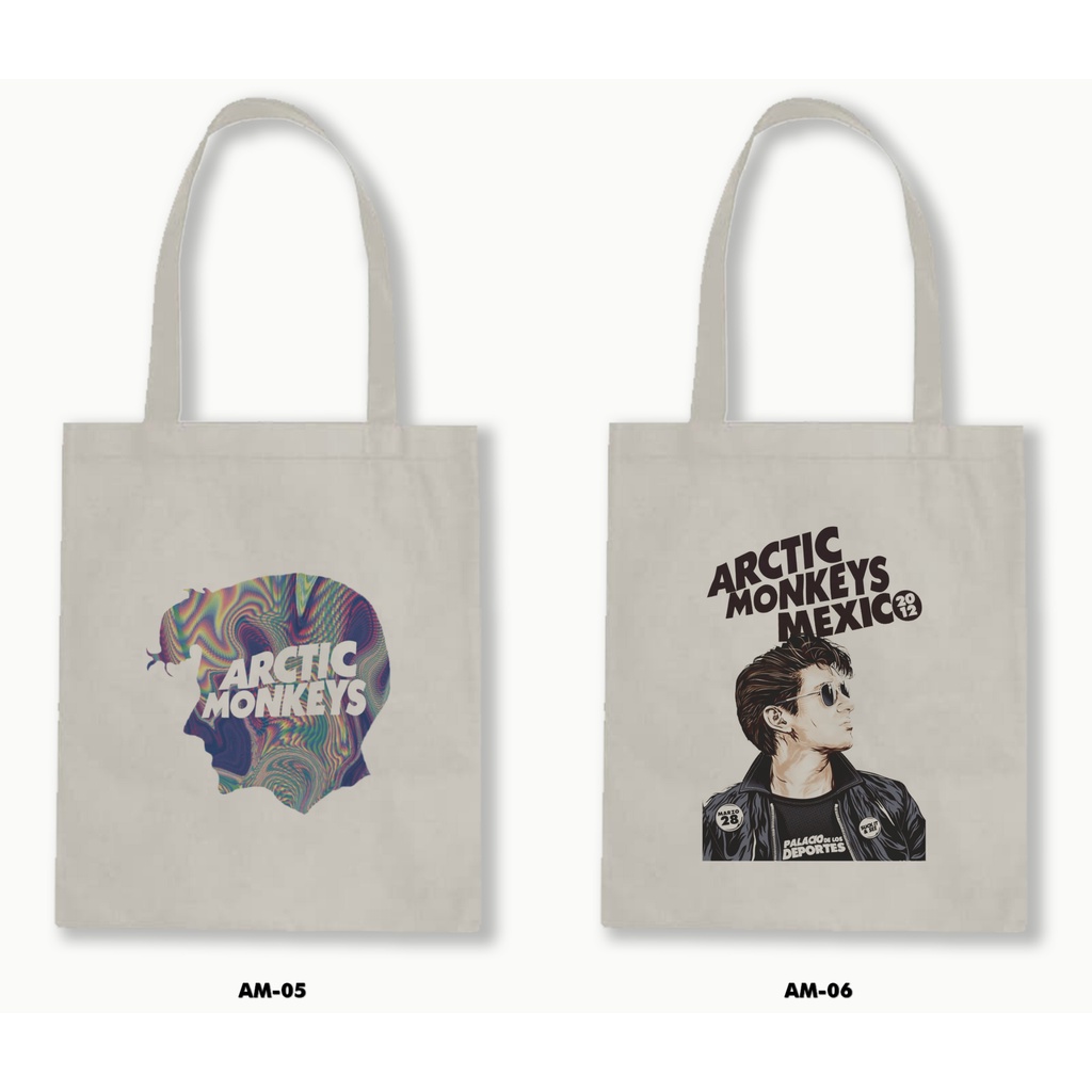 Tas Tote Bag Resleting Kanvas/Blacu  - Arctic Monkeys