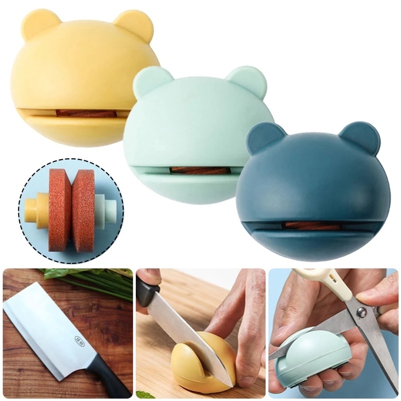 1Pc Creative Cartoon Frog Shape Whetstone / Portable Mini Household Sharpener / Multi-function Scissor Sharpening Stone for Kitchen