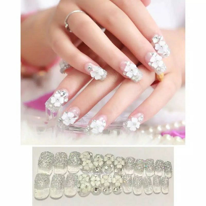 KUKU PALSU FAKE NAILS ART OVAL DAN KOTAK TERMASUK LEM TINGGAL TEMPEL ISI 24PCS