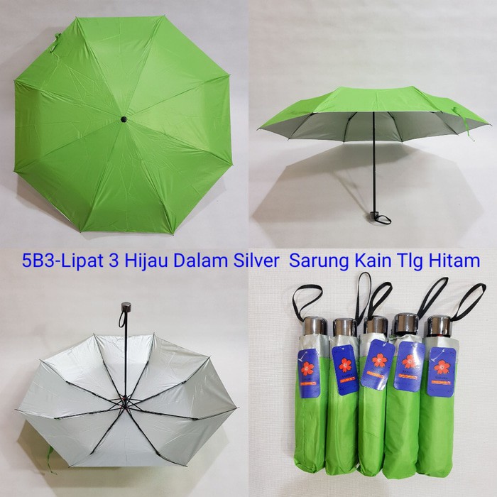 PAYUNG LIPAT 3 WARNA POLOS ADA LAPISAN UV | SAKURA 5B + SARUNG