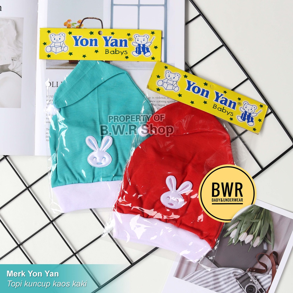 Topi Set Kaos Kaki YONYAN Rabbit | 0-6 M Topi Bayi Newborn / Topi Anak Cewek Cowok Yon Yan - Bwr IX