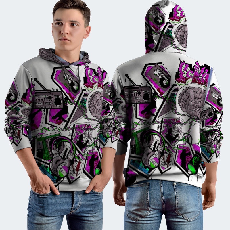 Jaket Hoodie Fullprint Ecko Unltd Bahan Polyester Jersey