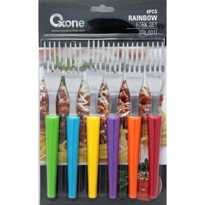 OXONE Ranbow fork set 6pc OX 601 - Garpu makan stainless tebal Ori