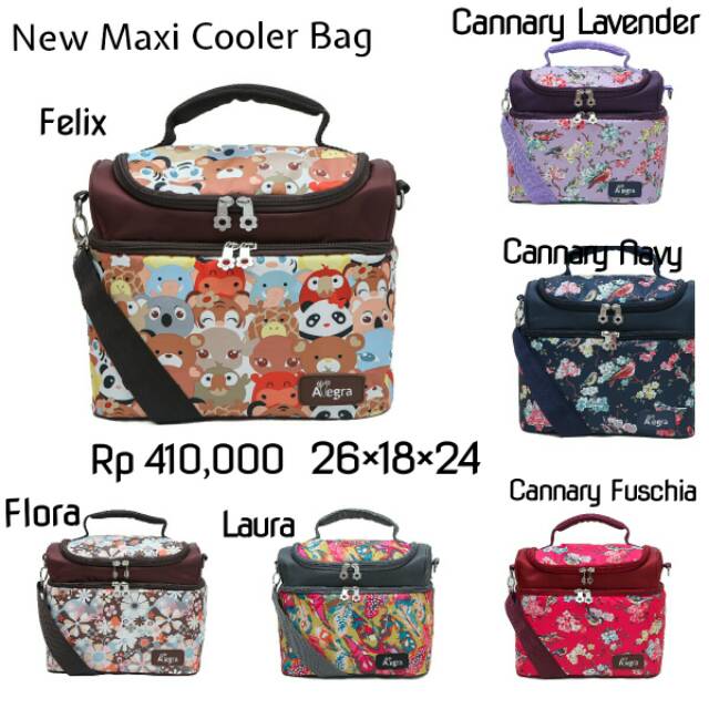 Allegra New Maxi Cooler Bag Tas Asi Navy  Lavender Flora Felix Cannary Fushia