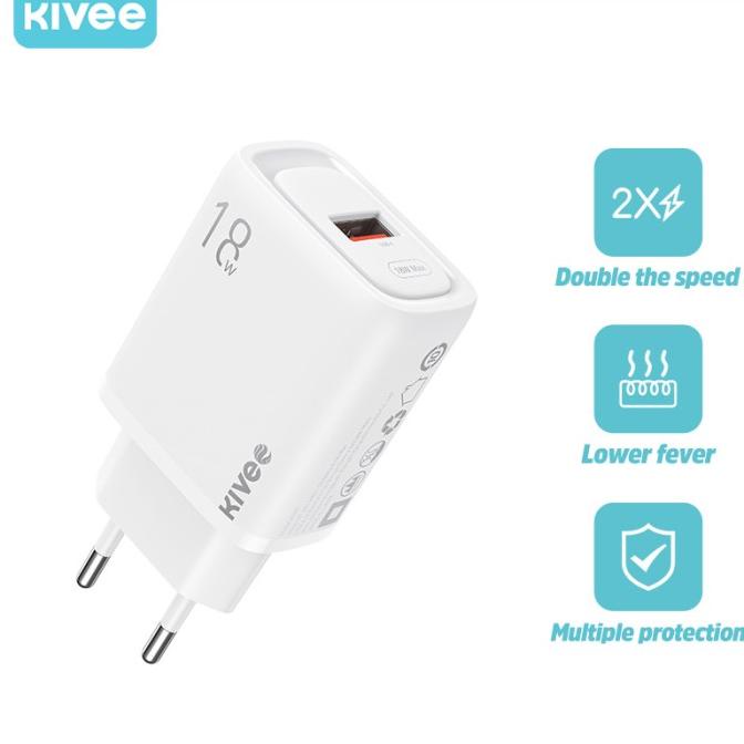 [COD] Wall charger KIVEE QC 3.0 18W fast charger Power Adapter 5V/3A PROMO Kode 724