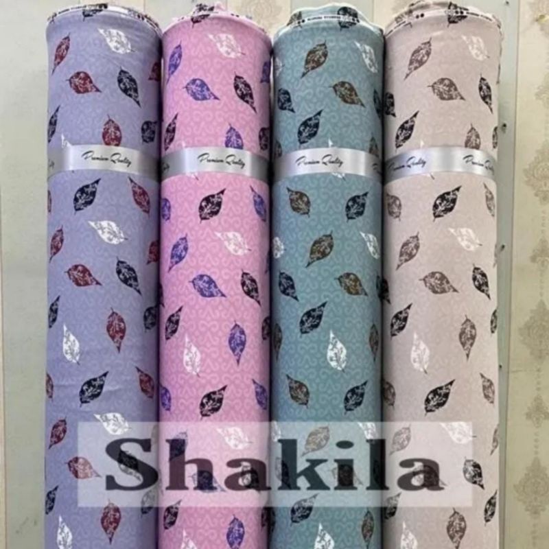 Kain Shakila Motif Daun Warna warni harga setengah meter