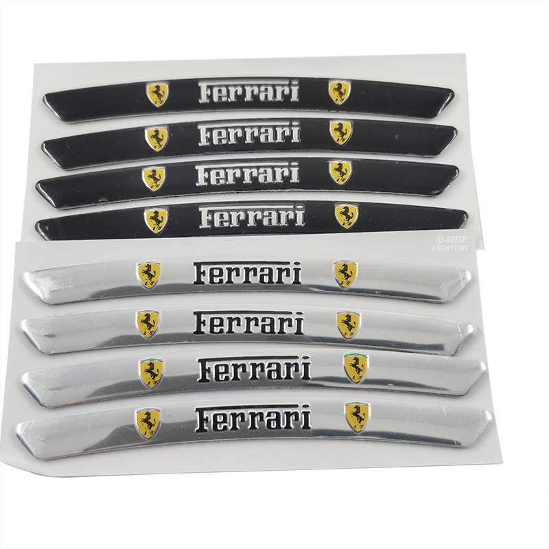 4 x Aluminum FERRARI Letter Logo Car Auto Wheel Tire Decorative Emblem Badge Sticker Decal FERRARI