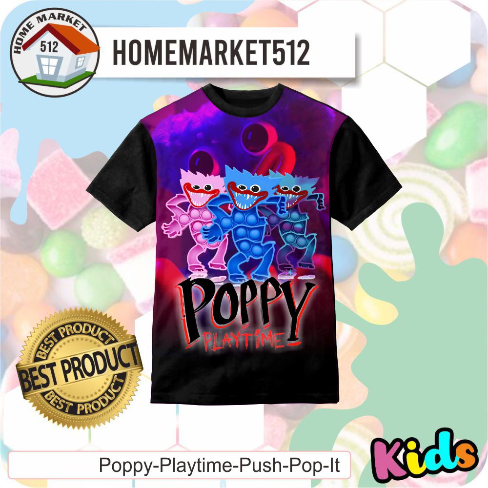 Kaos Anak Poppy Playtime Push Pop It Kaos Anak Laki-Laki Dan Perempuan | HOMEMARKET512-0