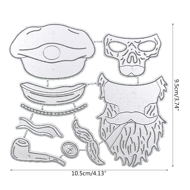 Cetakan Stensil Cutting Dies Motif Tengkorak Bajak Laut Halloween Bahan Metal Untuk Scrapbook / Craft DIY