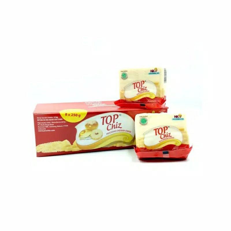 CHEDDAR CHEESE BLOCK TOPCHIZ 250GR KEJU CHEDAR  BLOK OLAHAN