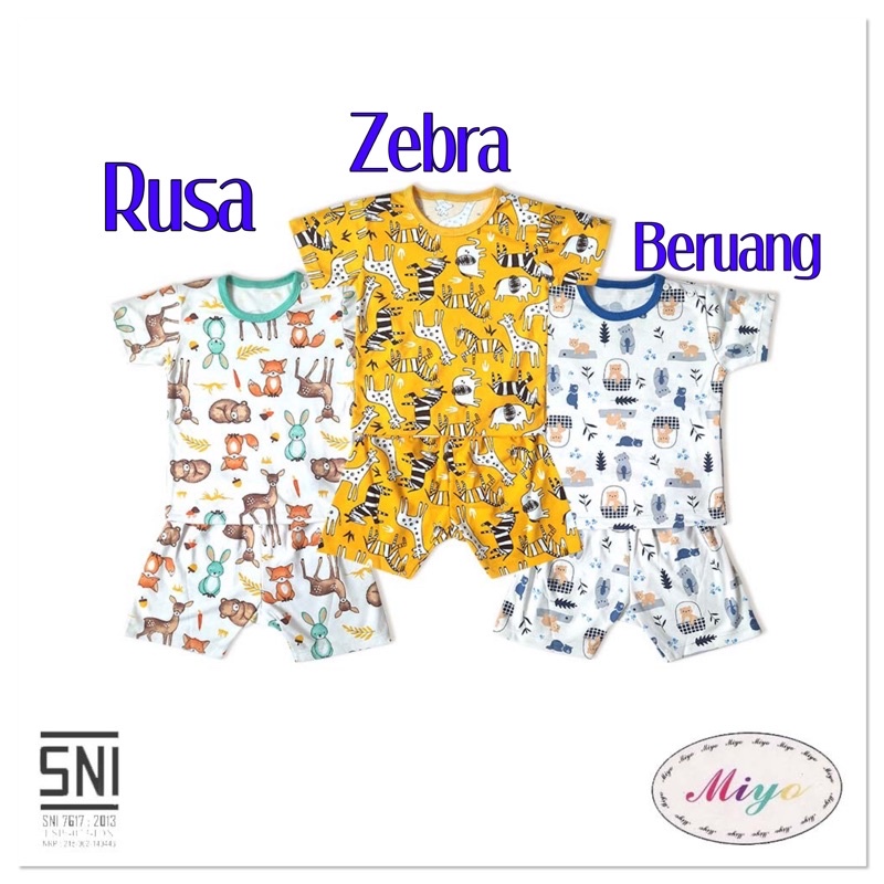 MIYO Stelan Pendek Anak Stelan Oblong Anak Kancing Pundak SML 2L XL XxL