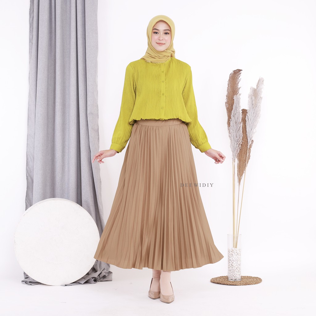 ROK PLISKET PANJANG PAYUNG BAHAN PREMIUM MUAT SAMPAI JUMBO - SIERA UMBRELLA PLEATS SKIRT DEEWIDIY