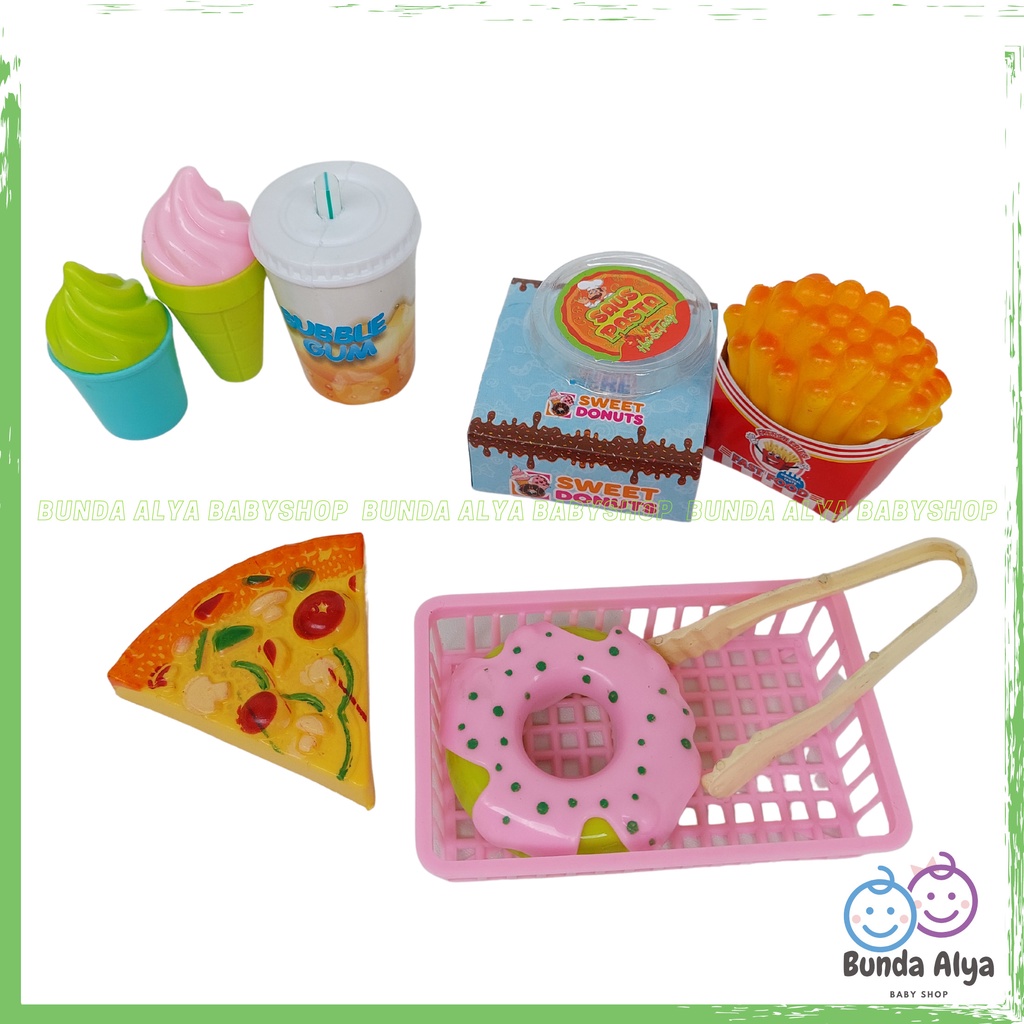 Mainan Masakan Anak Fast Food Pizza Donat Frenchfries Ice Cream - Food Set Pretend Play Anak SNI SI