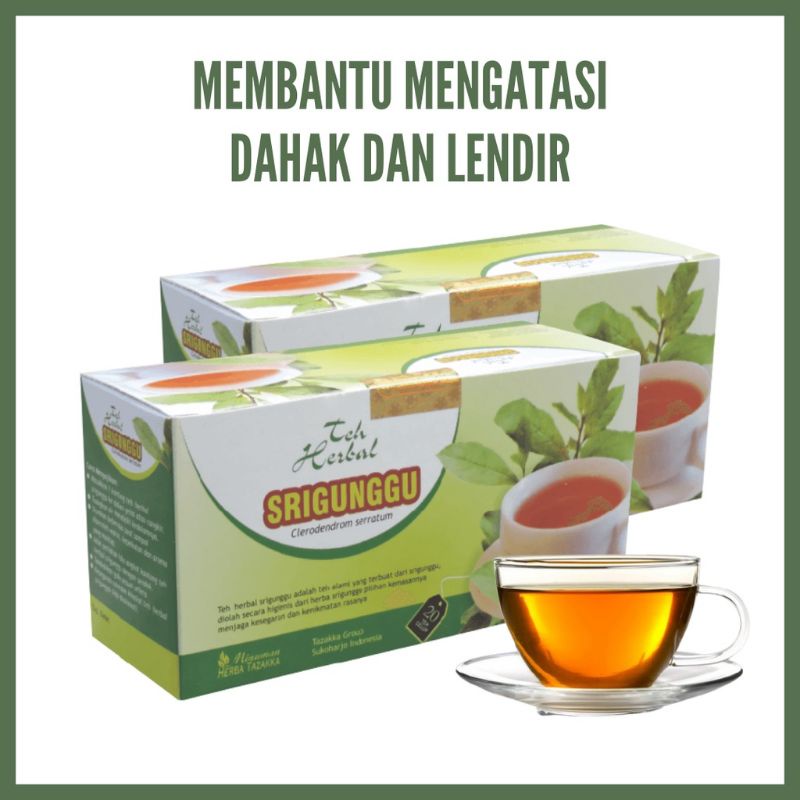 

teh herbal obat gurah batuk penghilang lendir dahak tenggorokan daun srigunggu tazakka