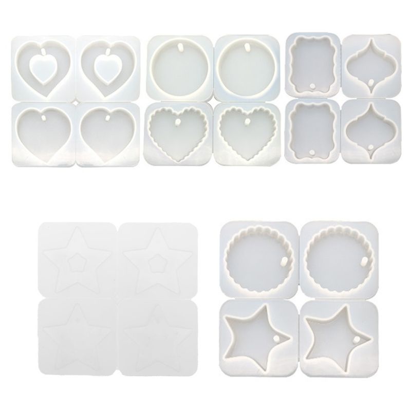 Siy 4pcs / Set Cetakan Resin Bentuk Hati / Bulat / Gelombang Bahan Silikon Untuk Membuat Perhiasan Handmade Diy