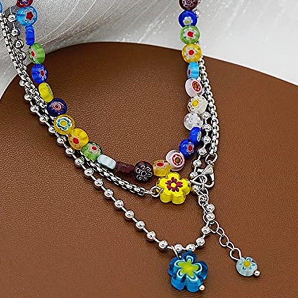 Needway Wanita Kalung Set Pria Keren Floret Manik-Manik Kecil Rumbai Alloy Perhiasan Aksesoris