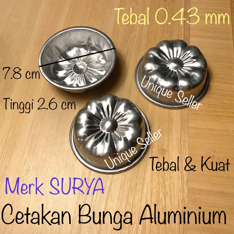 Cetakan Bunga Sakura Mekar Aluminium SURYA isi 12 / Cetakan Kue / Cetakan Puding / Cetakan Agar2 / Cetakan Putu Ayu / Cetakan Sakura Aluminium / Cetakan Agar / Cetakan Bolu Sakura Aluminium Press Tanpa Sambungan Surya