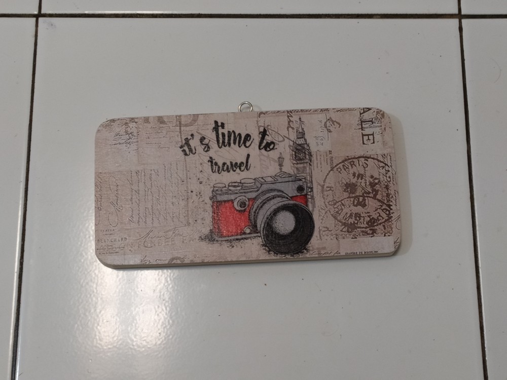 Dekorasi Dinding/poster Kayu / Ukuran Kecil 10x20cm / Time To Trevel