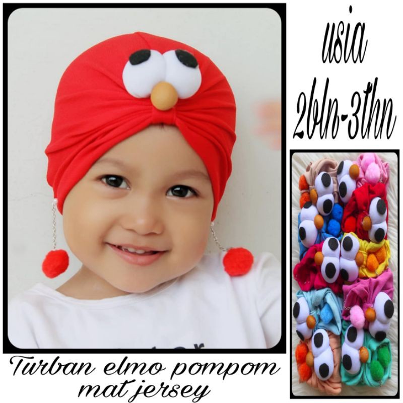 Turban Pom-Pom Elmo | Turban Elmo | turban anak | turban bayi