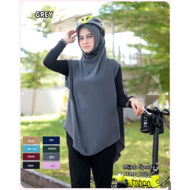 Hijab Olahraga Muslimah Syari Jumbo Menutup Dada dan Perut Bahan Jersey Super Tebal-2