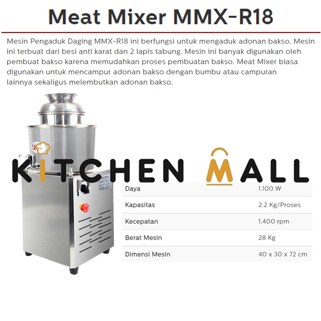 FOMAC MMX-R18 Mixer Bakso / pencampur Adonan Bakso / Meat Balls Mixer