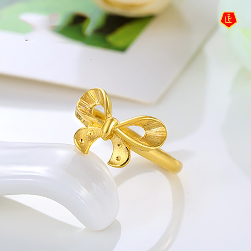 [Ready Stock]Elegant Golden Bow Ring Fashion Personality