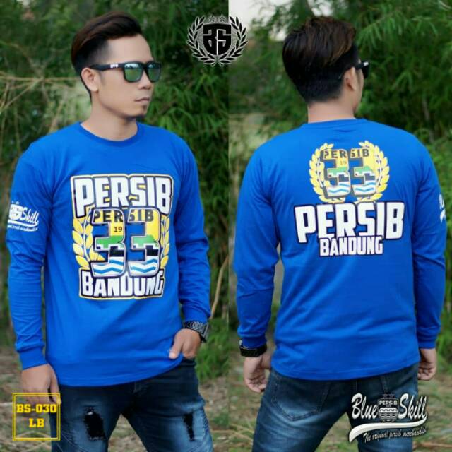 Baju persib lengan panjang kombinasi biru hitam