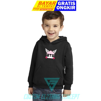 PROMO JAKET HOODIE KIDS HITAM BT21 WING