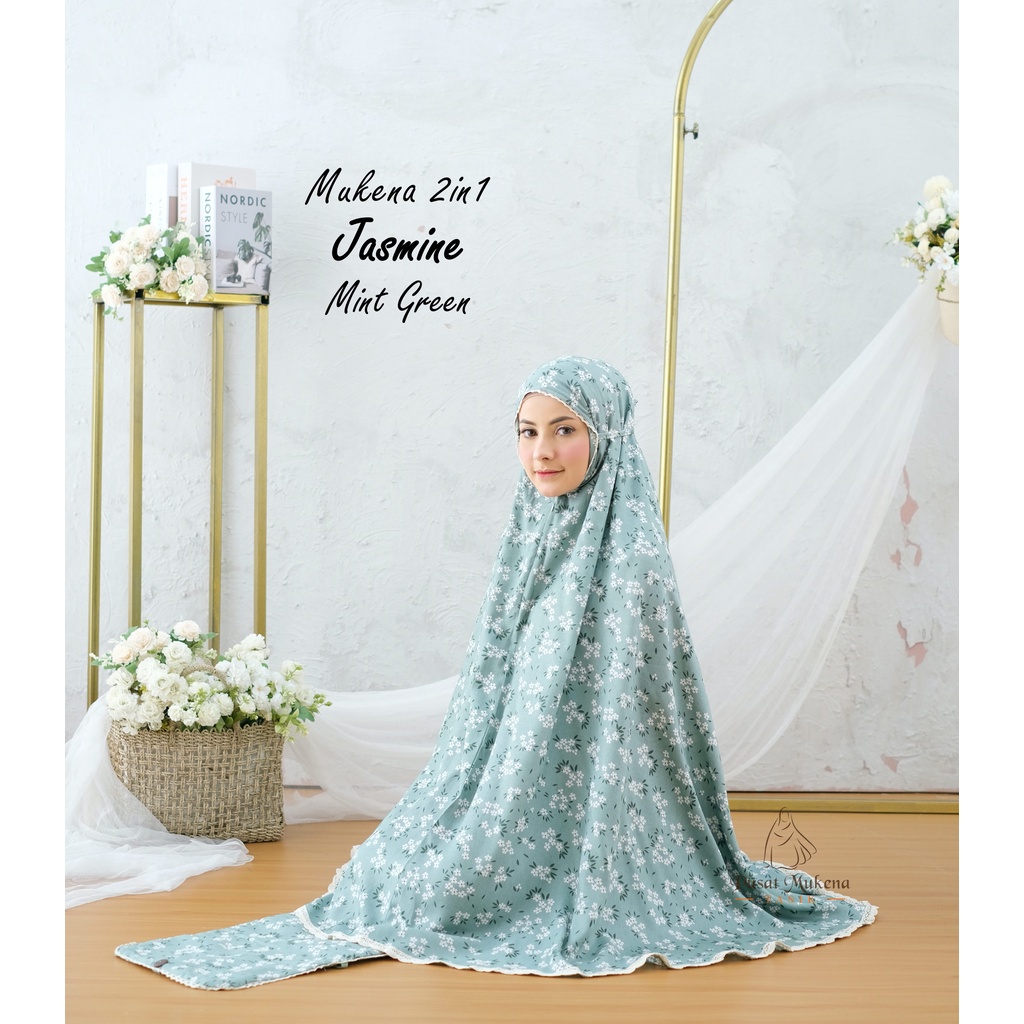 Pusat Beli Grosir Mukena Tasik - Mukena Dewasa 2in1 Katun Rayon Jasmine + Tas Travelling Sajadah