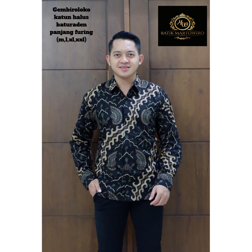 GEMBIRALOKO Kemeja Batik Pria Full Furing Bahan Katun Halus Baturaden