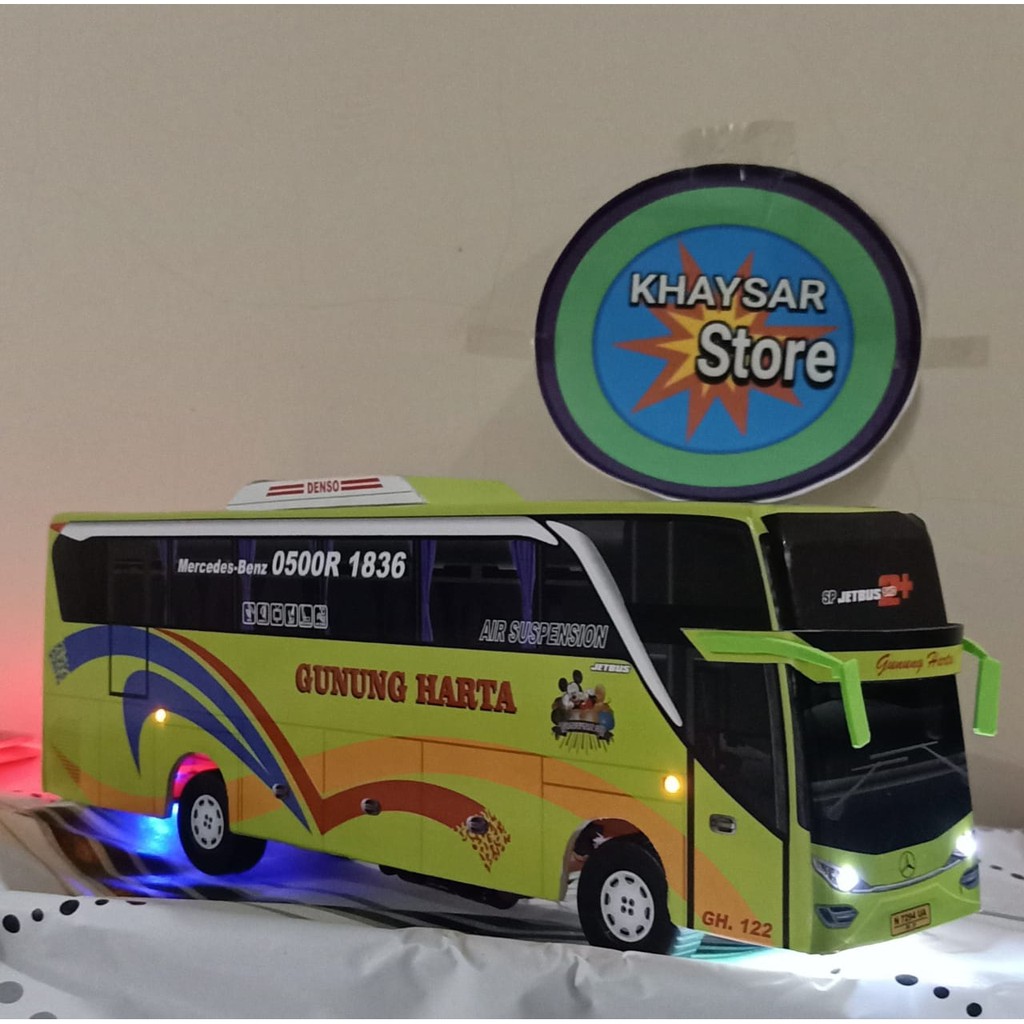 miniatur bus bis shd gunung harta plus lampu